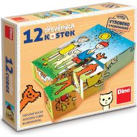 Dino Psík a mačička 12 drevené kocky 3