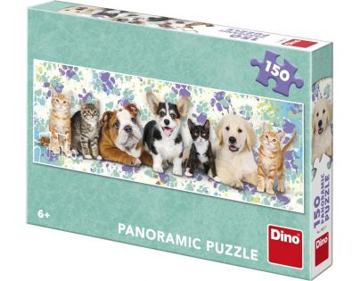 Dino Puzzle Psi a kočky Panoramic 150 dielikov