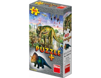 Dino Puzzle Dinosaurus s figúrkou 60 dielikov Triceratops