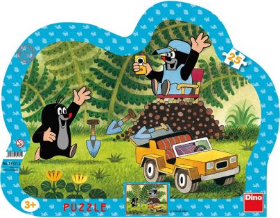 Dino Puzzle Krtko so žltým autkom 25 dielikov