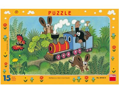 Dino Puzzle Krtko a lokomotíva 15 dielikov