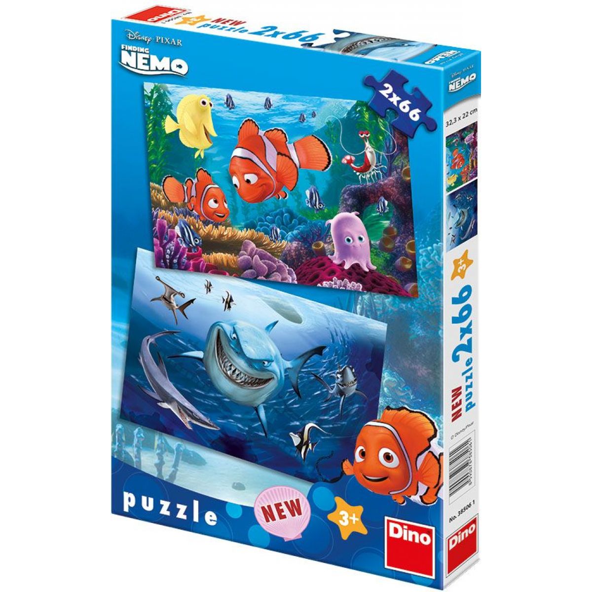 DINO 385061- Puzzle Nemo v mořské hlubině - 2 x 66 dílků (32,3 x 22 cm)