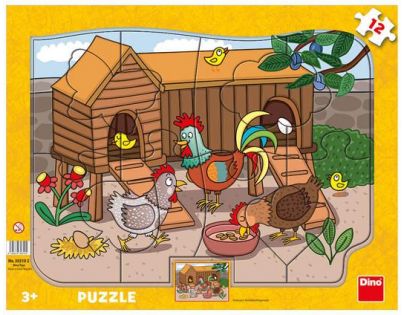 Dino Puzzle doskové Sliepočka 12 dielikov