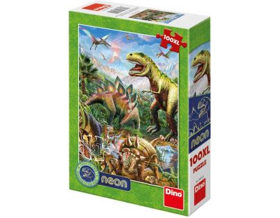 Dino Puzzle neónové Svet dinosaurov 100 XL dielikov