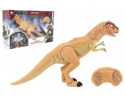 Dinosaurus chodiace IC velociraptor 50 cm so zvukmi a svetlami oranžový