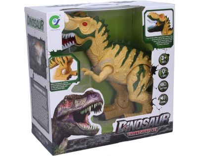 Dinosaurus chodiace s efektmi 50 cm béžovo-zelený
