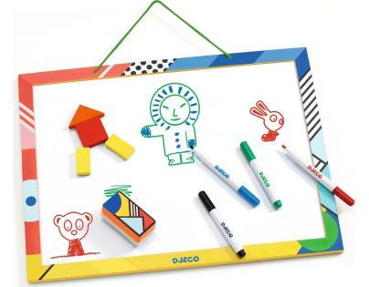 Djeco Drevená magnetická tabuľa 4 fixy