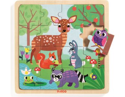 Djeco Puzzle drevené Lesné zvieratká 16 dielikov