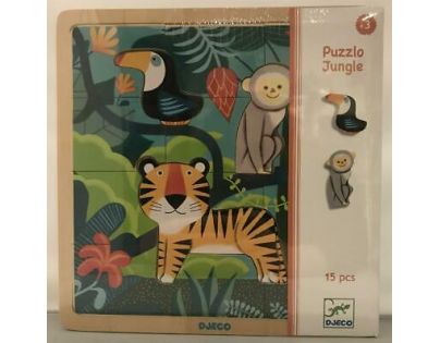 Djeco Drevené puzzle Tiger a priatelia 16 dielikov