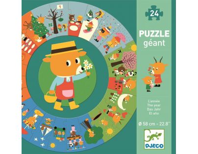 Djeco Puzzle obrie Macko rok 24 dielikov