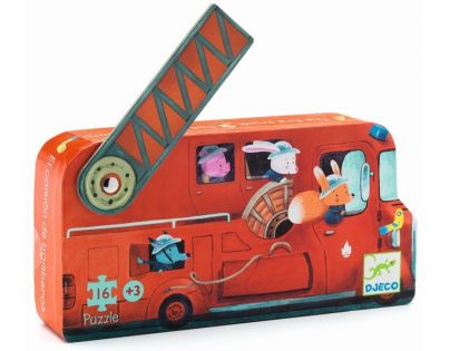 Djeco Puzzle v krabičke Hasičské auto 16 dílků