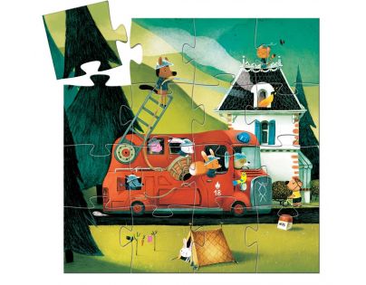 Djeco Puzzle v krabičke Hasičské auto 16 dílků