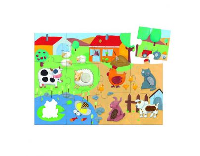 Djeco Puzzle hmatové Farma 20 dielikov