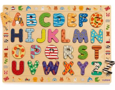 Djeco Puzzle vkladacie Abeceda so zvieratkami 26 dielikov