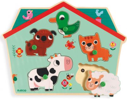 Djeco Puzzle vkladacie Domáce zvieratká 5 dielikov