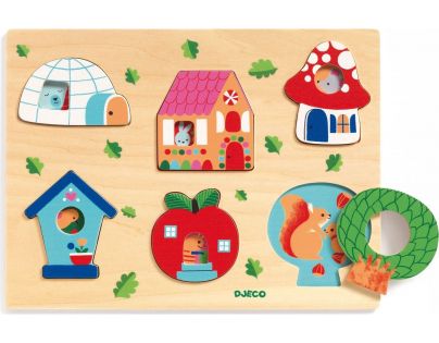 Djeco Puzzle vkladacie puzzle s okienkami Domov 6 dielikov