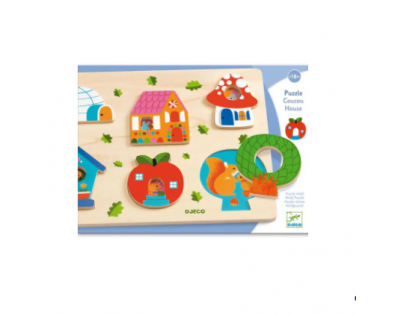 Djeco Puzzle vkladacie puzzle s okienkami Domov 6 dielikov
