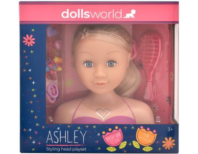 Dolls World - Česacia hlava Ashley - blondínka 21 cm