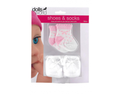 Dolls World Topánky a ponožky - Bielej topánočky