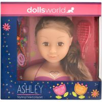 Dolls World Česacia hlava Ashley - brunetka 21 cm 2