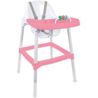 Dolu Detská jedálenská stolička s hrkálkou ružovobiela