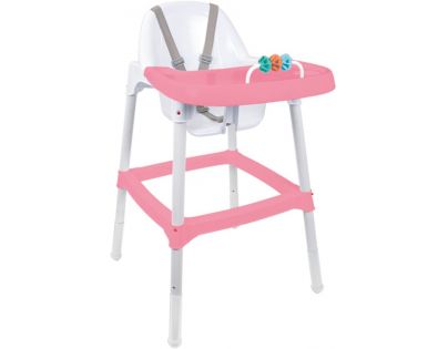Dolu Detská jedálenská stolička s hrkálkou ružovobiela