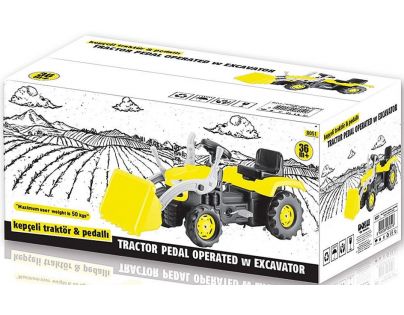 Dolu Veľký šliapací traktor s rýpadlom žltý