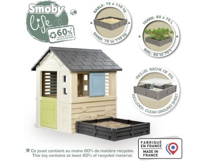Smoby Domček Life so štvorcovým pieskoviskom záhonom