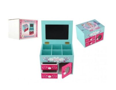 Teddies Drevená šperkovnica Princess 3 Odklápací vrch
