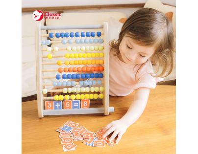 Teddies Drevené Počítadlo 100 guličiek v sade s číslicami