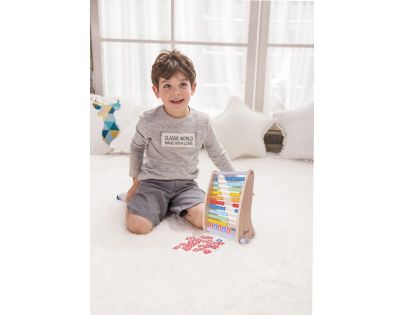 Teddies Drevené Počítadlo 100 guličiek v sade s číslicami