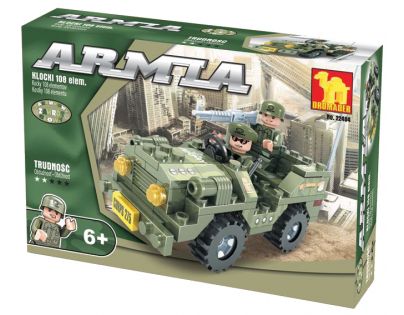 Dromader Stavebnice Vojáci Auto Jeep 108 dílků