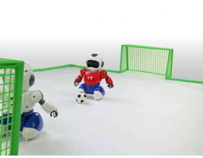 Dva Roboti s loptičkou na diaľkové ovládnu a dvoma gólmi