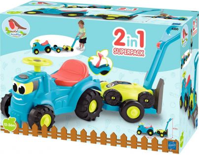 Ecoiffier Odrážadlo Traktor s vlečkou a kosačkou