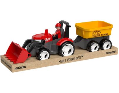Efko ECO MultiGO Červený traktor Zetor s radlicou, vlek, Igráček