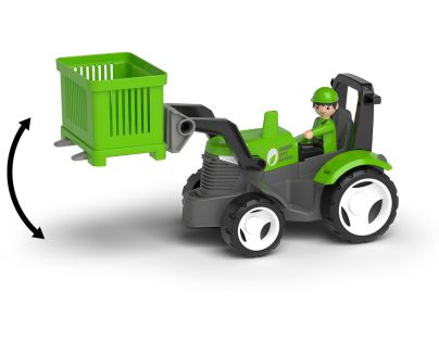 EFKO ECO MultiGO Zelený traktor s vidlami, paleta, kôš, Igráček