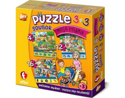 Efko Puzzle súbor 3 v 1 Moja rodina 32 dielikov