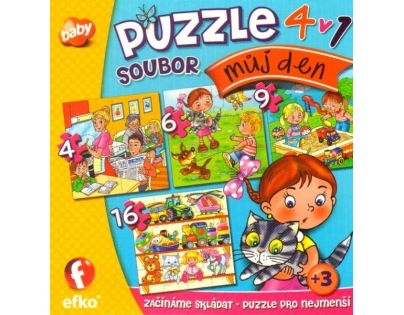 Efko Puzzle súbor 4 v 1 Môj deň 35 dielikov