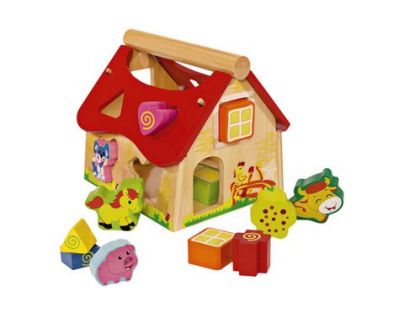Eichhorn Dřevěný veselý domeček Vkládačka 15 ks