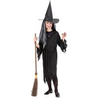 Epee Detský kostým čarodejnice 116 cm čierne dlhšie šaty