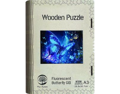 Epee Wooden puzzle Fluorescent Butterfly A3 GID svietiaci v tme