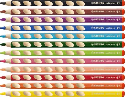 Ergonomické farbičky pre pravákov STABILO EASYcolors 12 ks sada so strúhadlom