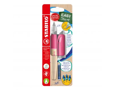 Ergonomické plniace pero pre pravákov - STABILO EASYbirdy Timber ružová vr. bombičky