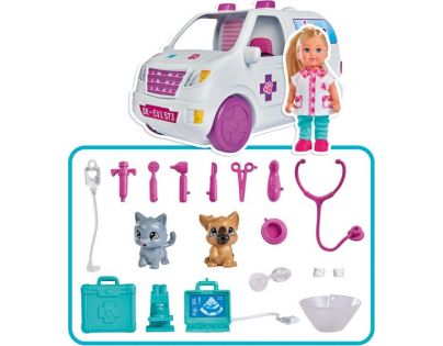 Simba Bábika Evička Veterinárne auto 2 v 1