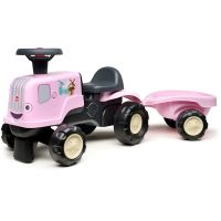 Falk Odstrkovadlo - traktor Birdy farm s prívesom ružový