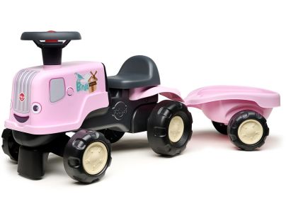 Falk Odstrkovadlo - traktor Birdy farm s prívesom ružový