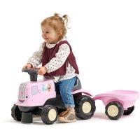 Falk Odstrkovadlo - traktor Birdy farm s prívesom ružový 2