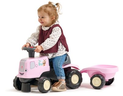 Falk Odstrkovadlo - traktor Birdy farm s prívesom ružový