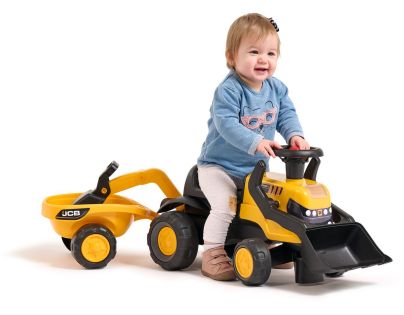 Falk Odstrkovadlo - traktor JCB s prívesom a prednou-zadnou lyžicou