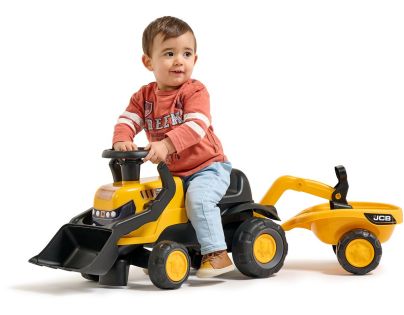 Falk Odstrkovadlo - traktor JCB s prívesom a prednou-zadnou lyžicou